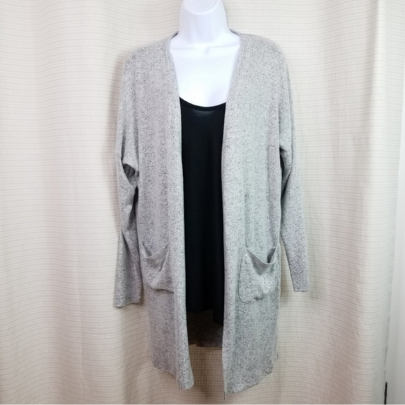 Heathered Gray Open Front Cardigan - Picture 4 of 10